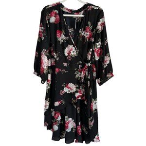 Torrid Womens Floral Georgette Wrap Tunic Blouse Top Size 2X Waterfall Front NWT